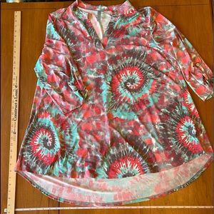 New Honeyme XXL aqua & hot pink Gabby blouse